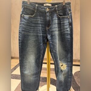 Zara Women's Blue Distressed Skinny Jeans